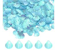 M METERXITY 1200-Pack Seashell Sequins, 100g Shell Shape Loose Sequins with 2 Holes for DIY Craft/Sewing/Applique/Earrings/Clothing, Sea Shell Flakes [AB Blue]