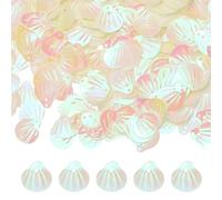 M METERXITY 1200-Pack Seashell Sequins, 100g Shell Shape Loose Sequins with 2 Holes for DIY Craft/Sewing/Applique/Earrings/Clothing, Sea Shell Flakes [AB Beige]