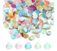 M METERXITY 1200-Pack Seashell Sequins, 100g Shell Shape Loose Sequins with 2 Holes for DIY Craft/Sewing/Applique/Earrings/Clothing, Sea Shell Flakes [AB Mix Colors]