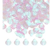 M METERXITY 1200-Pack Seashell Sequins, 100g Shell Shape Loose Sequins with 2 Holes for DIY Craft/Sewing/Applique/Earrings/Clothing, Sea Shell Flakes [AB White]