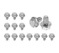 M METERXITY 15 Pack Flanged Hex Head Bolts, M6 x 10mm 304 Stainless Steel External Hex Drive Screws, Metric Fully Threaded Screw for Furniture Car DIY Project [Silver Tone]