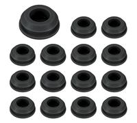 M METERXITY 15-Pack Silicone Hole Plugs, Snap in Locking Hole Plugs for 12-13mm Hole, Round Hole Rubber Plug Kitchen Bulkheads Waterproof Sealing Plugs [Black]