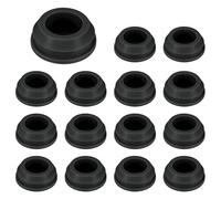 M METERXITY 15-Pack Silicone Hole Plugs, Snap in Locking Hole Plugs for 14-15mm Hole, Round Hole Rubber Plug Kitchen Bulkheads Waterproof Sealing Plugs [Black]