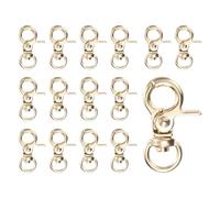 M METERXITY 15-Pack Swivel Snap Hooks, Zinc Alloy Lobster Claw Trigger Snaps Hooks for Keychain Buckle/Lanyard/Straps/Purse, Spring Clasps Clips [Gold Tone]