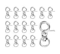 M METERXITY 15-Pack Swivel Snap Hooks, Zinc Alloy Lobster Claw Trigger Snaps Hooks for Keychain Buckle/Lanyard/Straps/Purse, Spring Clasps Clips [Silver Tone]