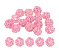 M METERXITY 15-Pack Wicker Rattan Balls 50mm/2 Inch Decorative Rattan Balls Orbs Vase Fillers Bowl Fillers for Christmas/Weddings/Thanksgiving/DIY Crafts/Home Decor [Pink]