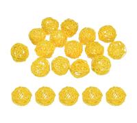 M METERXITY 15-Pack Wicker Rattan Balls 50mm/2 Inch Decorative Rattan Balls Orbs Vase Fillers Bowl Fillers for Christmas/Weddings/Thanksgiving/DIY Crafts/Home Decor [Yellow]