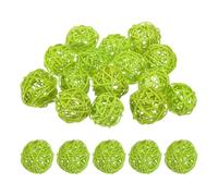 M METERXITY 15-Pack Wicker Rattan Balls 50mm/2 Inch Decorative Rattan Balls Orbs Vase Fillers Bowl Fillers for Christmas/Weddings/Thanksgiving/DIY Crafts/Home Decor [Green]