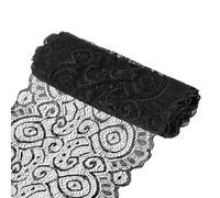 M METERXITY 15-Yard 7.1 Inch Wide Elastic Lace Fabric, Ribbon Stretchy Trim Lace W Floral Pattern for Bridal Wedding Decorations/Garment/Dress Sewing/DIY Crafts/Gift Bouquet [Black]