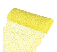 M METERXITY 15-Yard 7.1 Inch Wide Elastic Lace Fabric, Ribbon Stretchy Trim Lace W Floral Pattern for Bridal Wedding Decorations/Garment/Dress Sewing/DIY Crafts/Gift Bouquet [Light Yellow]
