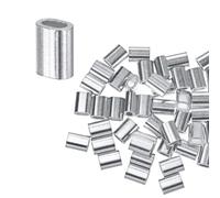 M METERXITY 150-Pack Aluminum Crimping Loop Sleeves, 1.2mm 3/64" Single Round Barrel Wire Rope Sleeves Cable Ferrule for Wire Rope/Cables Crimping Loop Sleeve