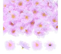 M METERXITY 150-Pack Artificial Cherry Blossom Heads, Silk Faux Flower Petals for Wedding/Dress/Flower Wall/DIY Crafts/Party Decoration, Fake Floral Heads [Light Purple]