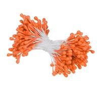 M METERXITY 150-Pack Artificial Flower Stamen Kit, 3mm Mini Double Heads Flower Stamens Pistil, Stamens for Flower Making/Craft DIY Wreaths/Wedding Floral Arrangements [Orange]
