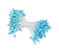 M METERXITY 150-Pack Artificial Flower Stamen Kit, 3mm Mini Double Heads Flower Stamens Pistil, Stamens for Flower Making/Craft DIY Wreaths/Wedding Floral Arrangements [Sky Blue]