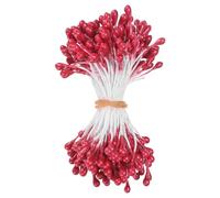 M METERXITY 150-Pack Flower Stamens for Crafts, 5mm Double Heads Artificial Pearl Floral Pistil Mini Flower Pollens Stamens for DIY Making/Wedding/Scrapbook Decoration [Wine Red]