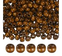 M METERXITY 150-Pack Natural Wood Beads 9x10mm Medium Brown Round Loose Spacer Beads Wooden Craft Smooth Ball Large Hole with 4mm for DIY Crafts/Bracelet/Necklace