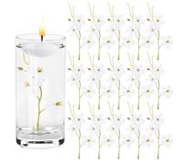 M METERXITY 16-Pack Artificial Orchid Flowers 6.7 Inch Faux Silk Pea Flowers Real Touch White Fake Blossom Pea Stems for Floating Candle/Home/Wedding/Christmas/Party