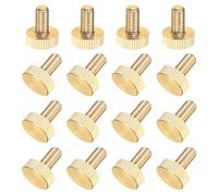 M METERXITY 16-Pack Knurled Thumb Screws, M6x12mm Solid Brass Flat Head Knurled Head Bolts Fasteners for PC Computer Cases/Electronic/Mechanical/Home, Fully Threaded Thumbscrew