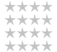M METERXITY 16 Pack Star Iron on Patches, 3x2.8 Inch Cute Sew on Star Embroidered Patches Decorative Appliques for Clothing Repair/DIY Crafts/Jeans/Backpacks/Hat Decorations[Silver]