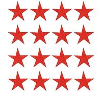 M METERXITY 16 Pack Star Iron on Patches, 3x2.8 Inch Cute Sew on Star Embroidered Patches Decorative Appliques for Clothing Repair/DIY Crafts/Jeans/Backpacks/Hat Decorations[Red]