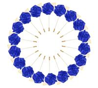 M METERXITY 18-Pack Flower Lapel Pins for Men, Golden Leaf Rose Boutonnieres Pin for Wedding/Dance/Party, Mens Lapel Pins for Suits Satin Flower Corsage Hat Pins [Sapphire Blue]