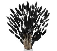 M METERXITY 180-Pack Bunny Tails Grass 17 Inch Fluffy Rabbit Tail Grass Dried Flowers Branches Vase Filler Dried Grass Decor for Home/Wedding/Vase/Office/Party [Black]