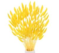 M METERXITY 180-Pack Bunny Tails Grass 17 Inch Fluffy Rabbit Tail Grass Dried Flowers Branches Vase Filler Dried Grass Decor for Home/Wedding/Vase/Office/Party [Golden Yellow]