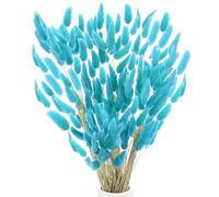 M METERXITY 180-Pack Bunny Tails Grass 17 Inch Fluffy Rabbit Tail Grass Dried Flowers Branches Vase Filler Dried Grass Decor for Home/Wedding/Vase/Office/Party [Light Blue]
