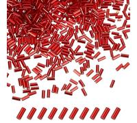 M METERXITY 1800-Pack Bugle Beads, 2x4mm Embroidery Craft Glass Bugle Tube Seed Beads for DIY Craft/Bracelet/Necklaces [Red]