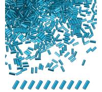 M METERXITY 1800-Pack Bugle Beads, 2x4mm Embroidery Craft Glass Bugle Tube Seed Beads for DIY Craft/Bracelet/Necklaces [Sky Blue]