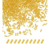 M METERXITY 1800-Pack Bugle Beads, 2x4mm Embroidery Craft Glass Bugle Tube Seed Beads for DIY Craft/Bracelet/Necklaces [Gold]