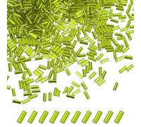M METERXITY 1800-Pack Bugle Beads, 2x4mm Embroidery Craft Glass Bugle Tube Seed Beads for DIY Craft/Bracelet/Necklaces [Light Green]