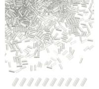M METERXITY 1800-Pack Bugle Beads, 2x4mm Embroidery Craft Glass Bugle Tube Seed Beads for DIY Craft/Bracelet/Necklaces [Silver]