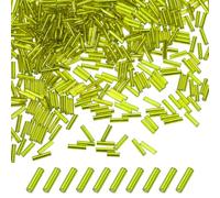 M METERXITY 1800-Pack Bugle Beads, 2x6mm Embroidery Craft Glass Bugle Tube Seed Beads for DIY Craft/Bracelet/Necklaces [Light Green]