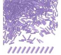 M METERXITY 1800-Pack Bugle Beads, 2x7mm Embroidery Craft Glass Bugle Tube Seed Beads for DIY Craft/Bracelet/Necklaces [Violet]