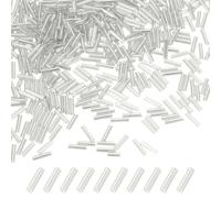 M METERXITY 1800-Pack Bugle Beads, 2x7mm Embroidery Craft Glass Bugle Tube Seed Beads for DIY Craft/Bracelet/Necklaces [Silver White]
