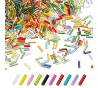 M METERXITY 1800-Pack Bugle Beads, 2x7mm Embroidery Craft Glass Bugle Tube Seed Beads for DIY Craft/Bracelet/Necklaces [Multicolor]