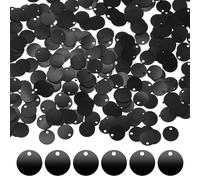 M METERXITY 1980-Pack Flat Round Sequins for Crafts, 60g 10mm Loose Sequins Paillettes for Wedding/Sewing/DIY Craft, PVC Spangles with 1 Side Hole [Black]