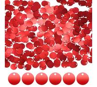 M METERXITY 1980-Pack Flat Round Sequins for Crafts, 60g 10mm Loose Sequins Paillettes for Wedding/Sewing/DIY Craft, PVC Spangles with 1 Side Hole [Red]