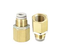 M METERXITY 2 Pack 1/4 PT Female Pipe Fitting - Straight Union, Bulkhead Push to Connect Fittings, Apply to Pneumatic System (6mm ID, Gold)