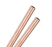 M METERXITY 2-Pack 300mm Copper Round Tube, 10mm OD 1mm Wall Thickness Copper Seamless Tubing for Construction/Machining/DIY Crafting, Metal Straight Pipe [0.39x0.04x12IN]