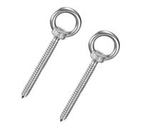 M METERXITY 2-Pack 304 Stainless Steel Eyebolt M10x100mm Shoulder Lifting Eye Bolt Self Tapping Eye Bolts for Wood Securing/Swing/Hanging Hammocks Silver