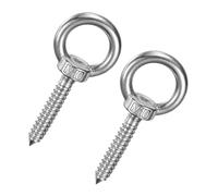 M METERXITY 2-Pack 304 Stainless Steel Eyebolt M10x50mm Shoulder Lifting Eye Bolt Self Tapping Eye Bolts for Wood Securing/Swing/Hanging Hammocks Silver