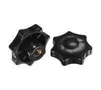 M METERXITY 2-Pack 7 Star Knobs, M10 Female Thread 60mm Seven-Pointed Head Blind Hole Clamping Grip Handles for Machinery/Electronic/Woodworking, Brass Screw-On Threaded Knob [Black]