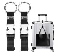 M METERXITY 2-Pack Add A Bag Luggage Strap, Adjustable Suitcase Belt for Connecting Luggage/Backpack/Jacket, Carry Strap with Ring Buckle [Black]