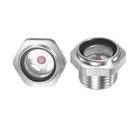 M METERXITY 2-Pack Air Compressor Oil Sight Glass, 1/2" NPT Toughened Glass No Leak Hex Oil Liquid Level Gauge Fittings for Air Compressor/Pump/Tank Sight Plug Window