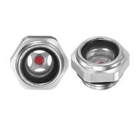 M METERXITY 2-Pack Air Compressor Oil Sight Glass, M16 x 1.5mm Toughened Glass No Leak Hex Oil Liquid Level Gauge Fittings W O-Ring for Air Compressor/Pump/Tank Sight Plug Window