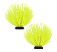 M METERXITY 2-Pack Artificial Sea Anemone Decor, 3.9" Silicone Coral Aquarium Fish Tank Decoration for Freshwater and Saltwater Aquariums/Nano Setups, Fish Tank Ornament [Yellow]