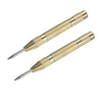 M METERXITY 2-Pack Automatic Center Punch, 133mm High Speed Steels Spring Loaded Nail Punch Tool for Steel Plate/Wooden Board/Glass, Adjustable Impact Punch Window Breaker Tool [Gold Tone]