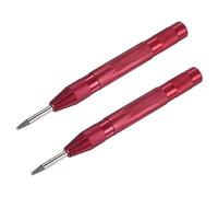 M METERXITY 2-Pack Automatic Center Punch, 133mm High Speed Steels Spring Loaded Nail Punch Tool for Steel Plate/Wooden Board/Glass, Adjustable Impact Punch Window Breaker Tool [Red]